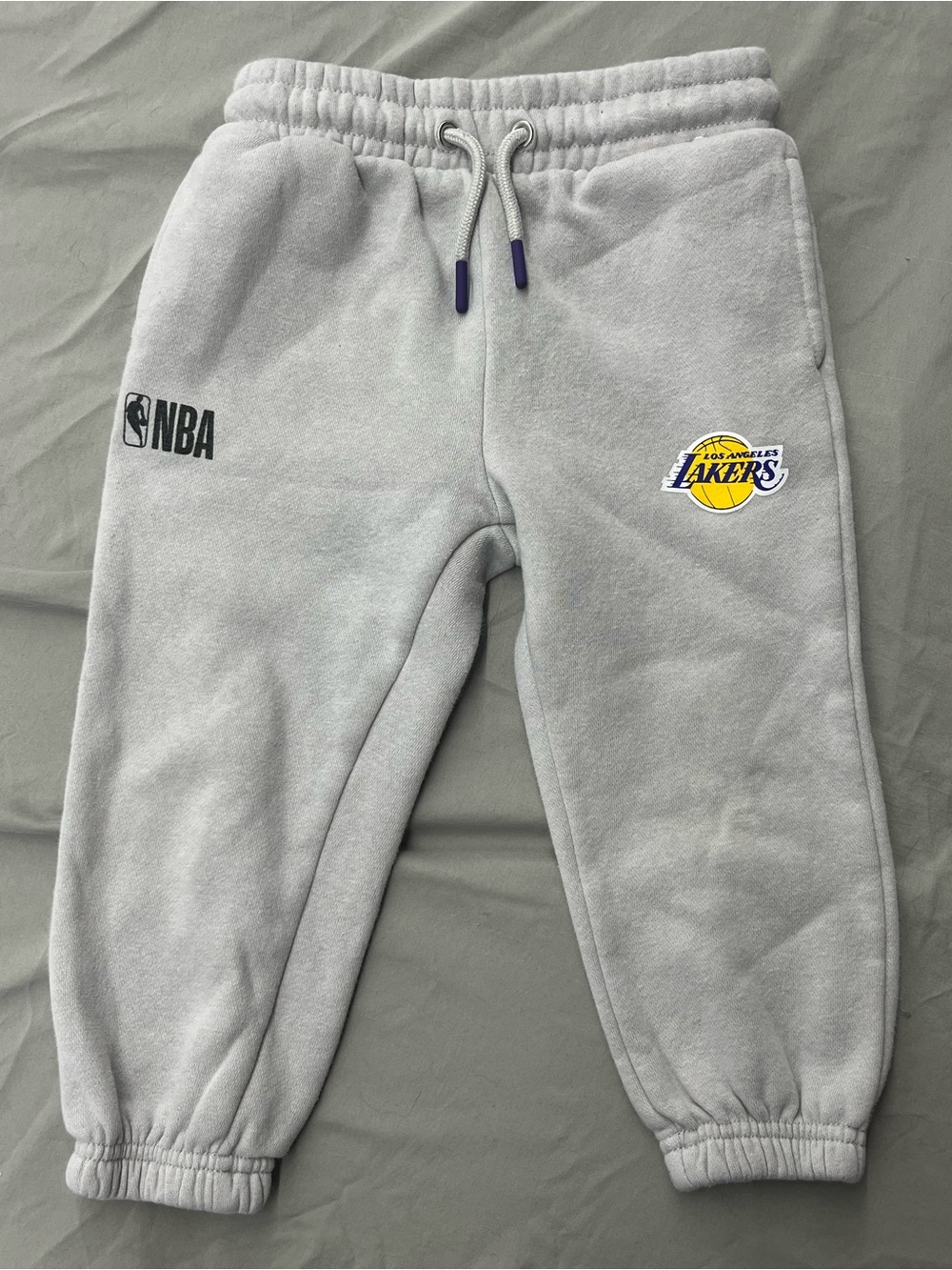 NBA Kids Light Gray Lakers Logo Fleece Joggers Size 2
